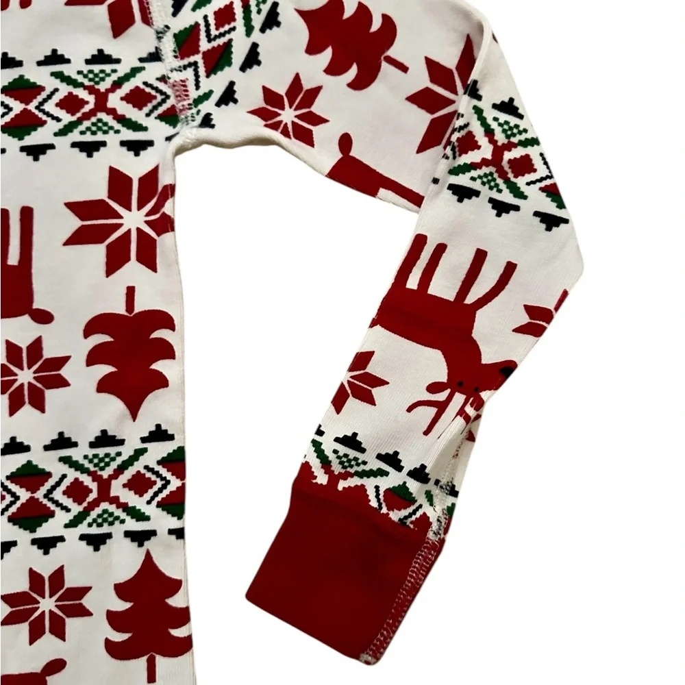 Hanna Andersson Red and White Reindeer Fair Isle Kids Pajamas